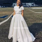 Женское пляжное свадебное платье It's yiiya, белое платье из двух предметов с короткими рукавами и шлейфом на молнии на лето 2020