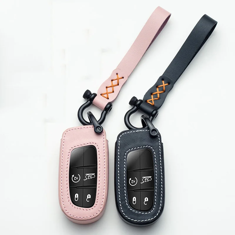 Кожаный чехол для автомобильных ключей КРЫШКА ДЛЯ Jeep Grand Cherokee Chrysler 300C Dodge Ram 1500 Journey