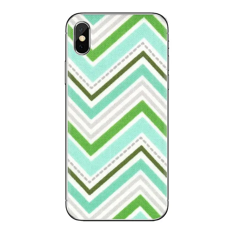 Gray And Mint Green Chevron Transparent Soft Cases Covers For iPod Touch Apple iPhone 4 4S 5 5S SE 5C 6 6S 7 8 X XR XS Plus MAX |