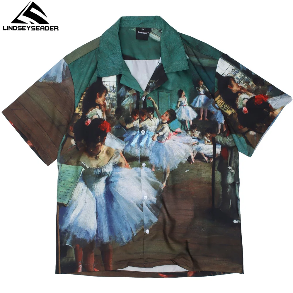 

Men's Shirts Hip Hop Oversized Ballet Girls Printing Streetwear Hawaiian Beach Shirt Harajuku Summer Short Sleeve Casual Shirt