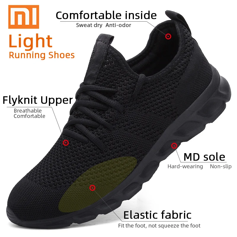 Xiaomi светильник кроссовки Flyknit Дышащие Беговые кроссовки на шнуровке для мужчин кроссовки против запаха мужская повседневная обувь Прямая поставка