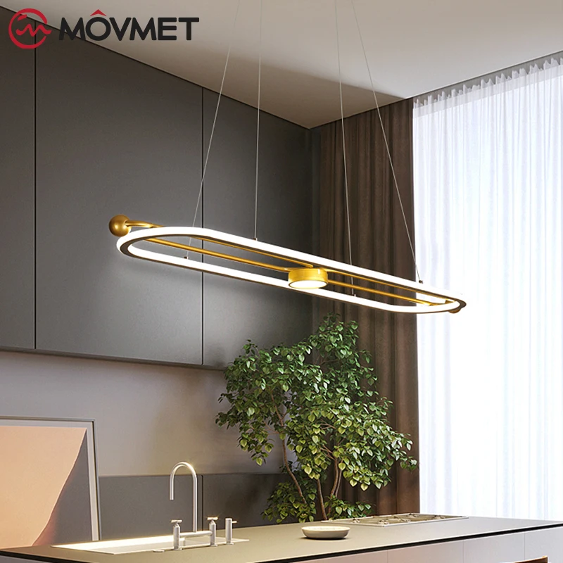 

Modern Creative Chandelier lighting Gold Black Work Office Pendant Fixture Home Lights Living Room Kitchen Remote Control
