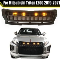 pickup modified front face decorative mesh with led car bumper grill for mitsubishi triton l200 2019 2021 front racing grilles