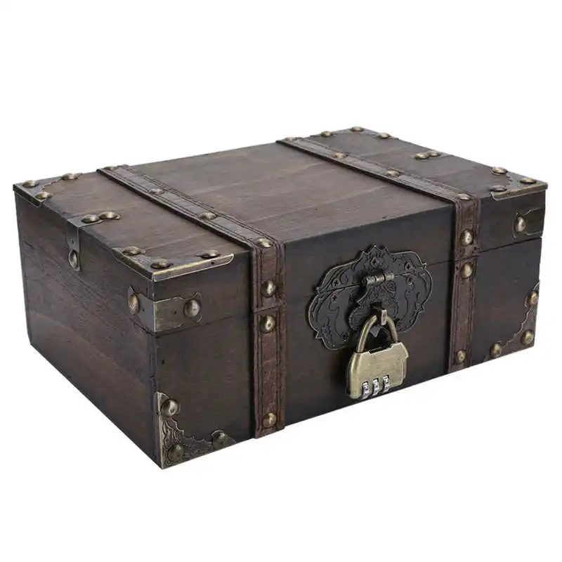 Vintage Large Capacity Wooden Jewelry Storage Box Decorative Treasure Lockable Necklace Earring Ring Women Gifts | Украшения и