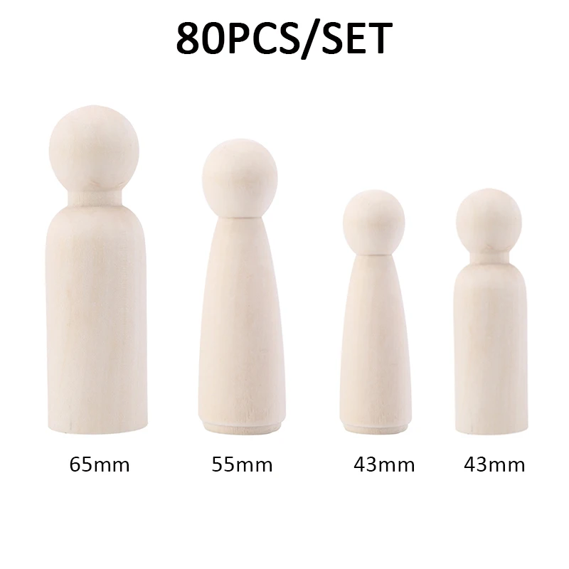 80 шт. 65 мм 55 43 деревянные куклы-колышки набор для украшения дома дизайн женщин и