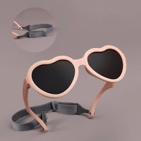 baby polarized sunglasses heart shaped with strap flexible adjustable sunglasses for toddler infant age 0 24 months