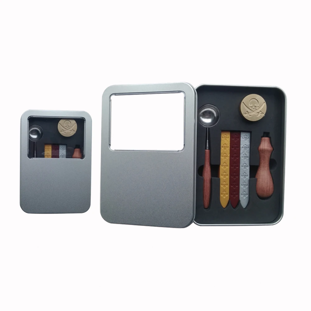 Деревянная ручка латунный металлический штамп для запечатывания черепа дизайн 3