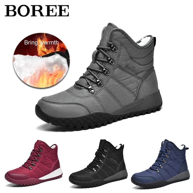 

Men Snow Boots Winter Genuine Leather Shoes Men Wterproof Couples Ankle Boots Work Safty Shoes Men Casual Sneakers Big Size 46
