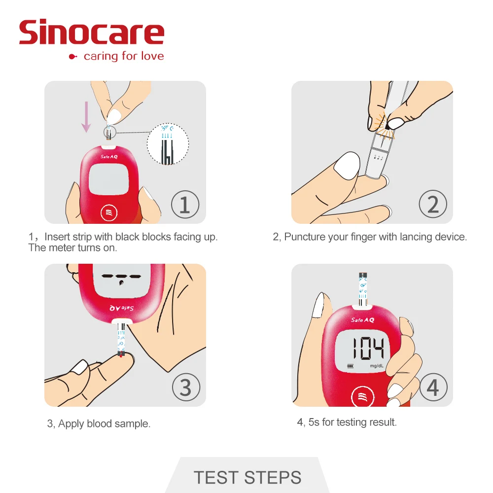 Sinocare безопасная для измерения уровня глюкозы в крови Тесты полоски (для голос