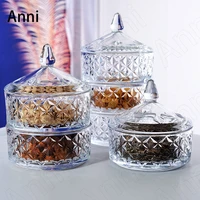 creative tower crystal glass bottle nordic modern transparent candy snack dried fruit sub format storage jar with lid home decor