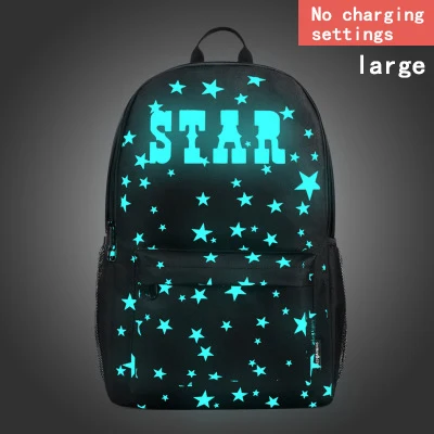 style 1 black star Водонепроницаемый Школьный рюкзак, студенческий, светящийся, с USB зарядкой, Противоугонный, для подростков, девочек и мальчиков, для 11, 12, 13, 14, 15, 15,6, 17,3, сумка для ноутбука - Цвет: style 1 black star