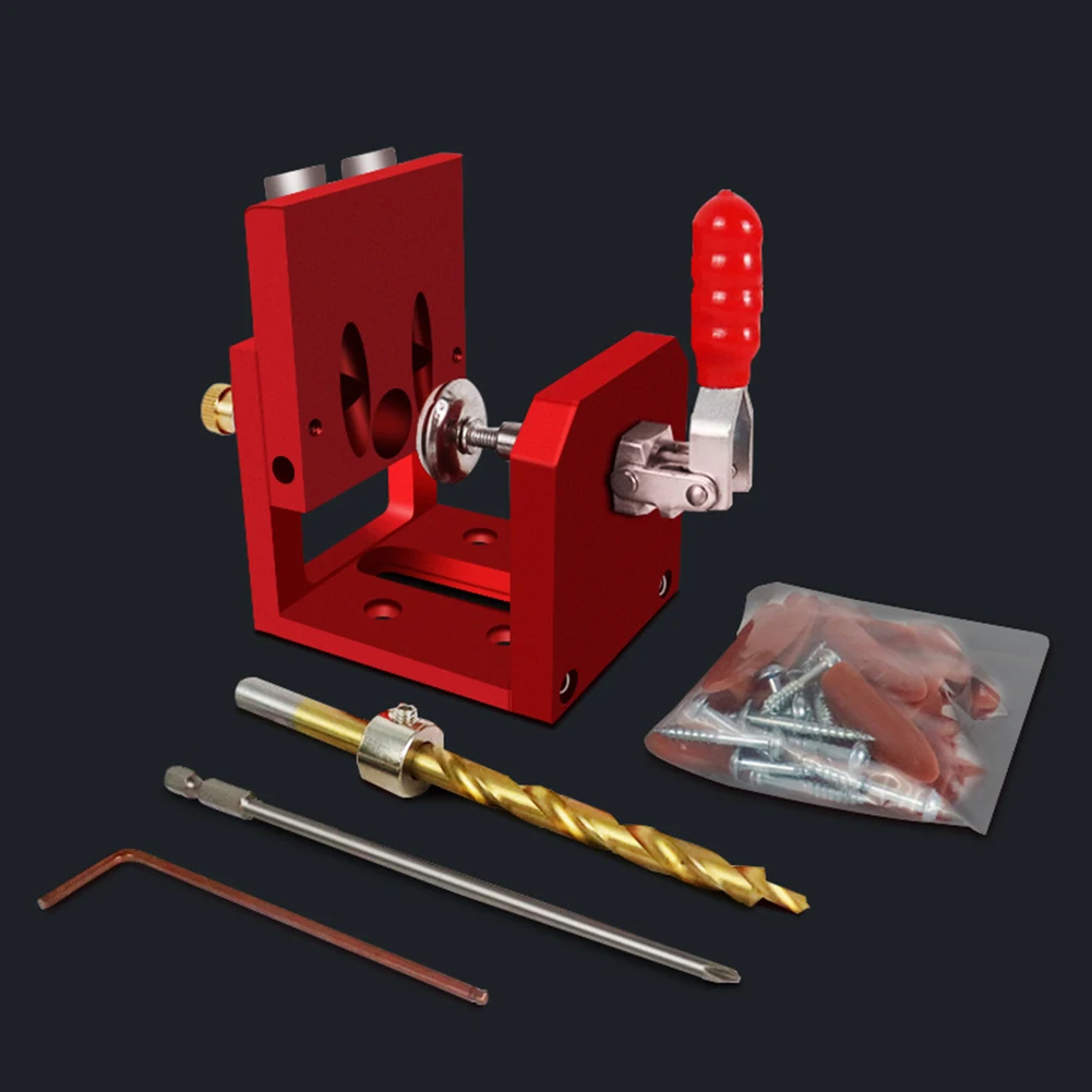 

Adjustable Doweling Jig Pocket Hole Drill Guide Locator Oblique Hole Drilling Kit Carpentry Dowel Joints Hole Puncher