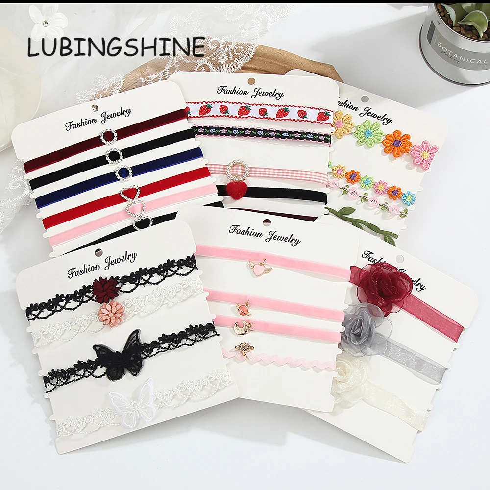 Корейский бархат кружевной тканевый чокер ожерелье для женщин с цветочным