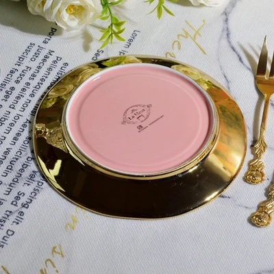 Керамическая позолоченная Европейская маленькая тарелка западные кондитерские