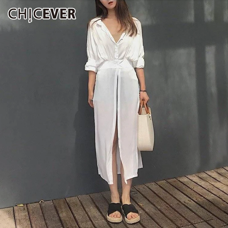 CHICEVER OL стильная элегантная Солнцезащитная рубашка для женщин с v образным