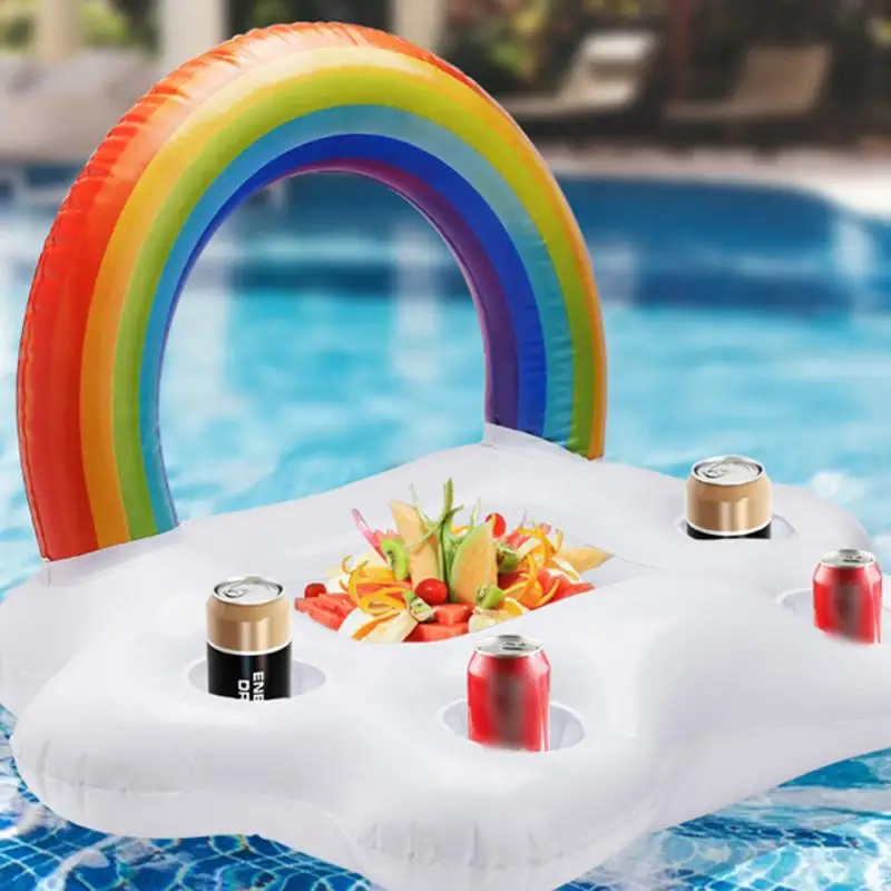 

Ice Bucket Rainbow Cloud Cup Holder Inflatable Pool Float Pool Raft Cooler Beer Drink Table Bar Tray Party Toy Beach Accessories