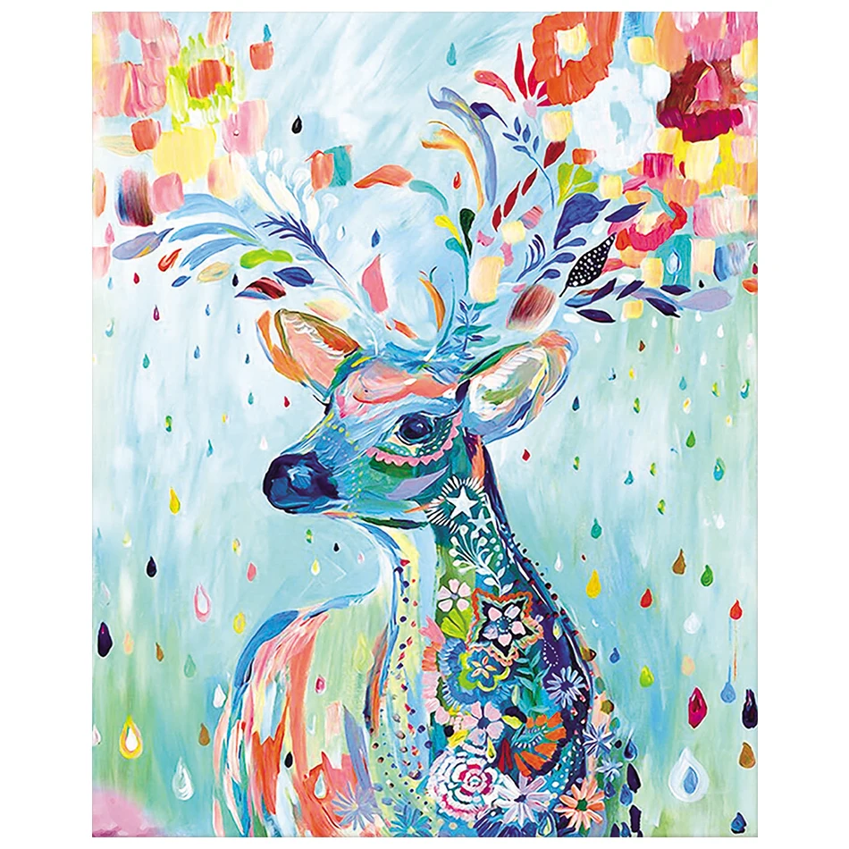 

5D DIY Round Diamond Painting Art Colorful Deer Elk Mosaic Cross Stitch Resin Full Diamond Embroidery Animal Picture Wall Decor