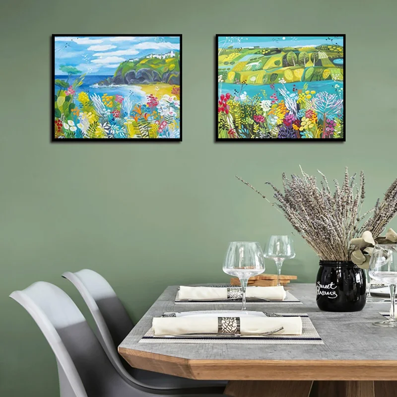 Пейзаж цветы холст живопись постеры с морским скалом и принты дикая природа