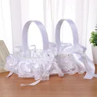 Свадебная корзина для цветов корзина для девочек кружевная жемчужная романтичная белая стразы украшение для детской корзины