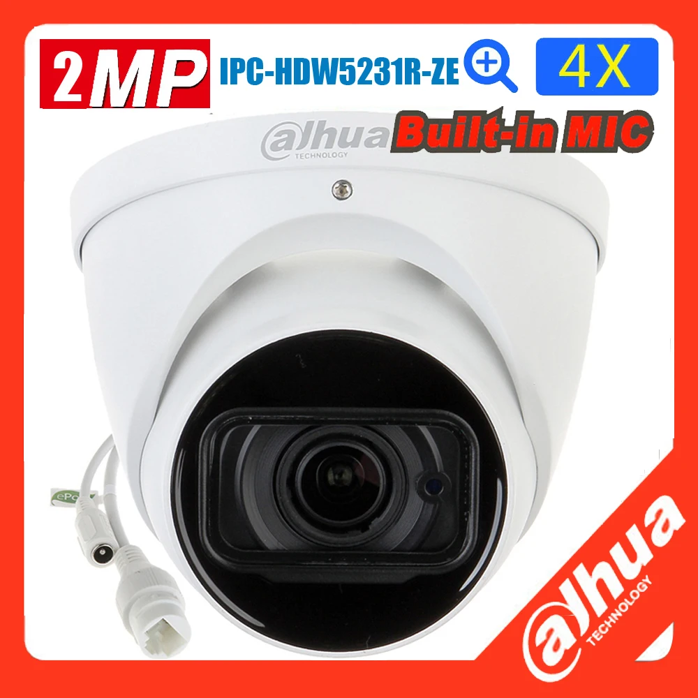 

Original Dahua IPC-HDW5231R-ZE 2MP WDR IR Eyeball Network Camera 2.7mm-13.5mm lens Starlight Network Camera with micphone