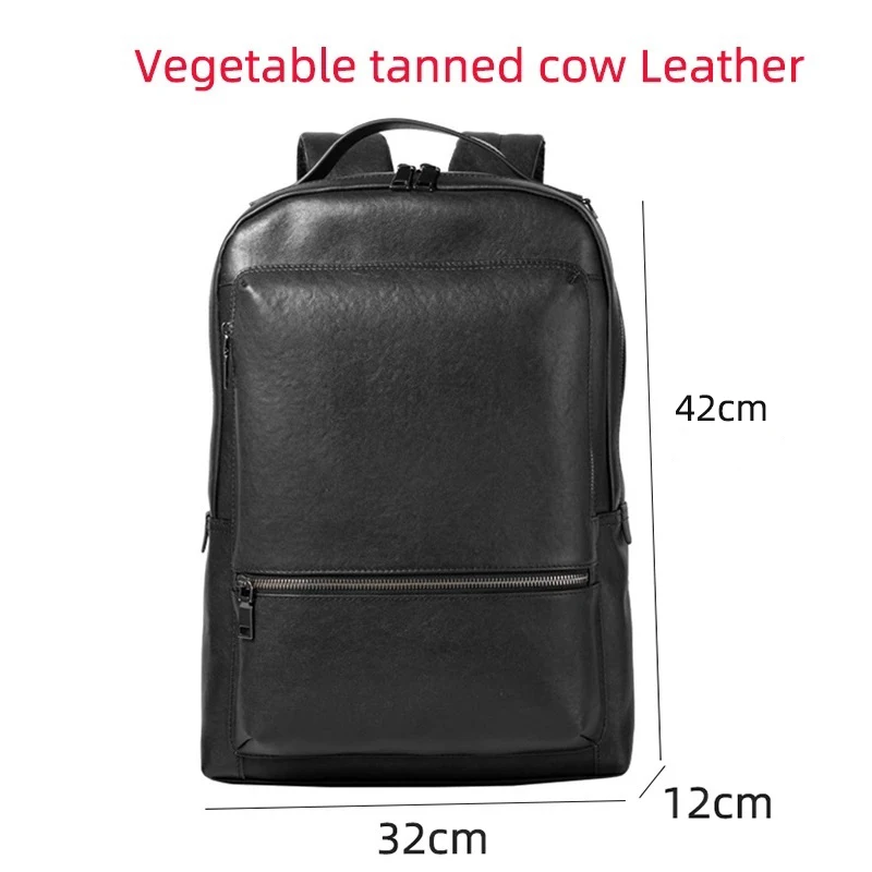 large mens backpack real genuine leather travel bag waterproof men 15 6 inch laptop backpacks fashion cow leather boys bookbag free global shipping