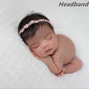 Мохеровая пластиковая повязка на голову с бусинами реквизит для фотосъемки новорожденных