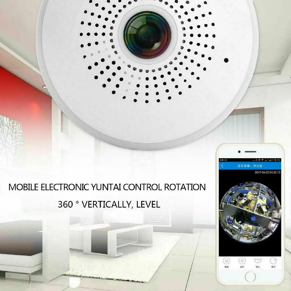 DishyKooker HD 360 панорамный Скрытая Wi Fi IP Камера Светильник лампы охранных