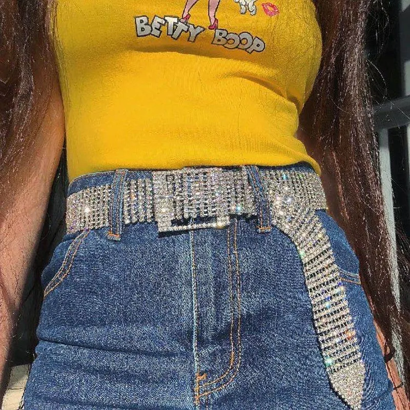 Модный и роскошный женский ремень Стразы с кристаллами в уличном стиле для