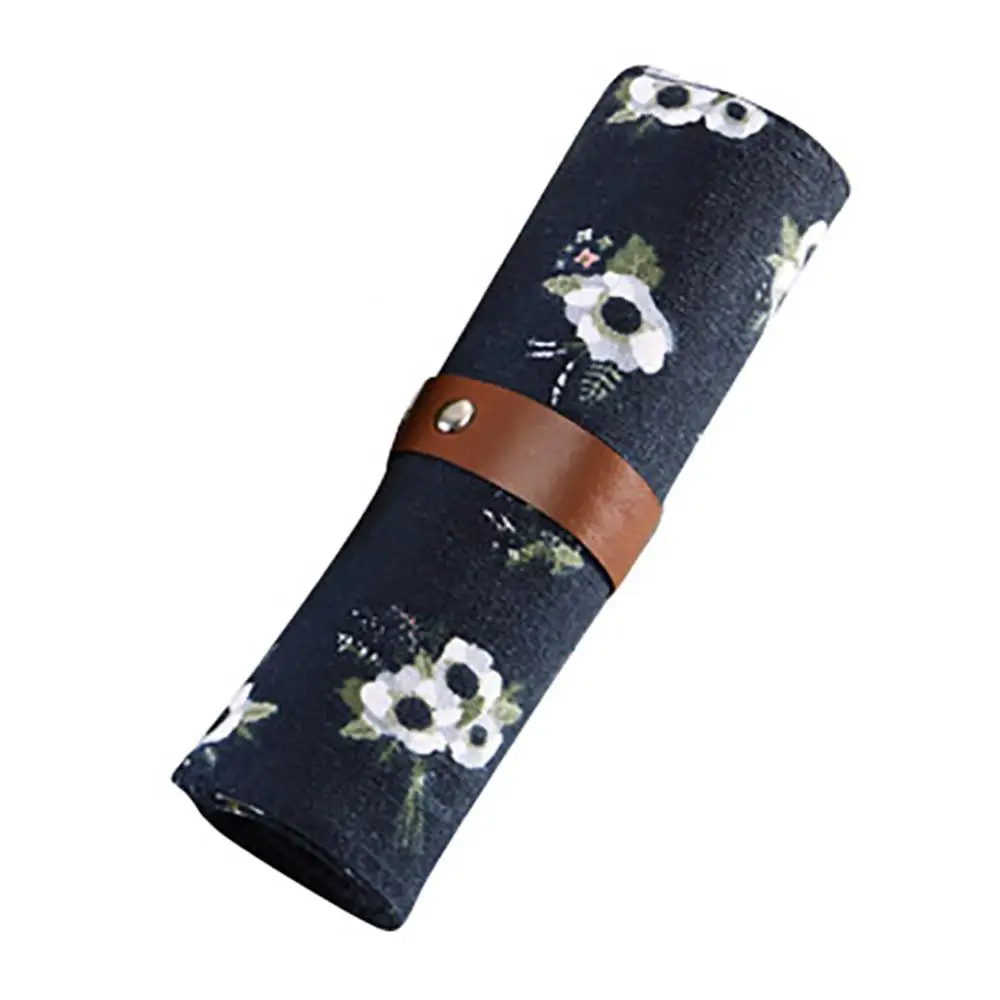 

1Pc Portable Cartoon Alpaca/Fox/Raccoon Pattern Roll Pencil Pen Organizer Makeup Brush Stationery Storage Bag