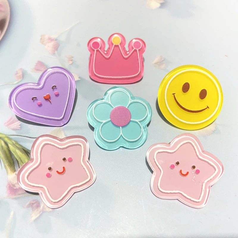 

30Pcs/set Glitter Smile Pink Star Crown Heart Round Flower Flatback Scrapbook BB Clip Embellishment Accessories Decor Bow Center