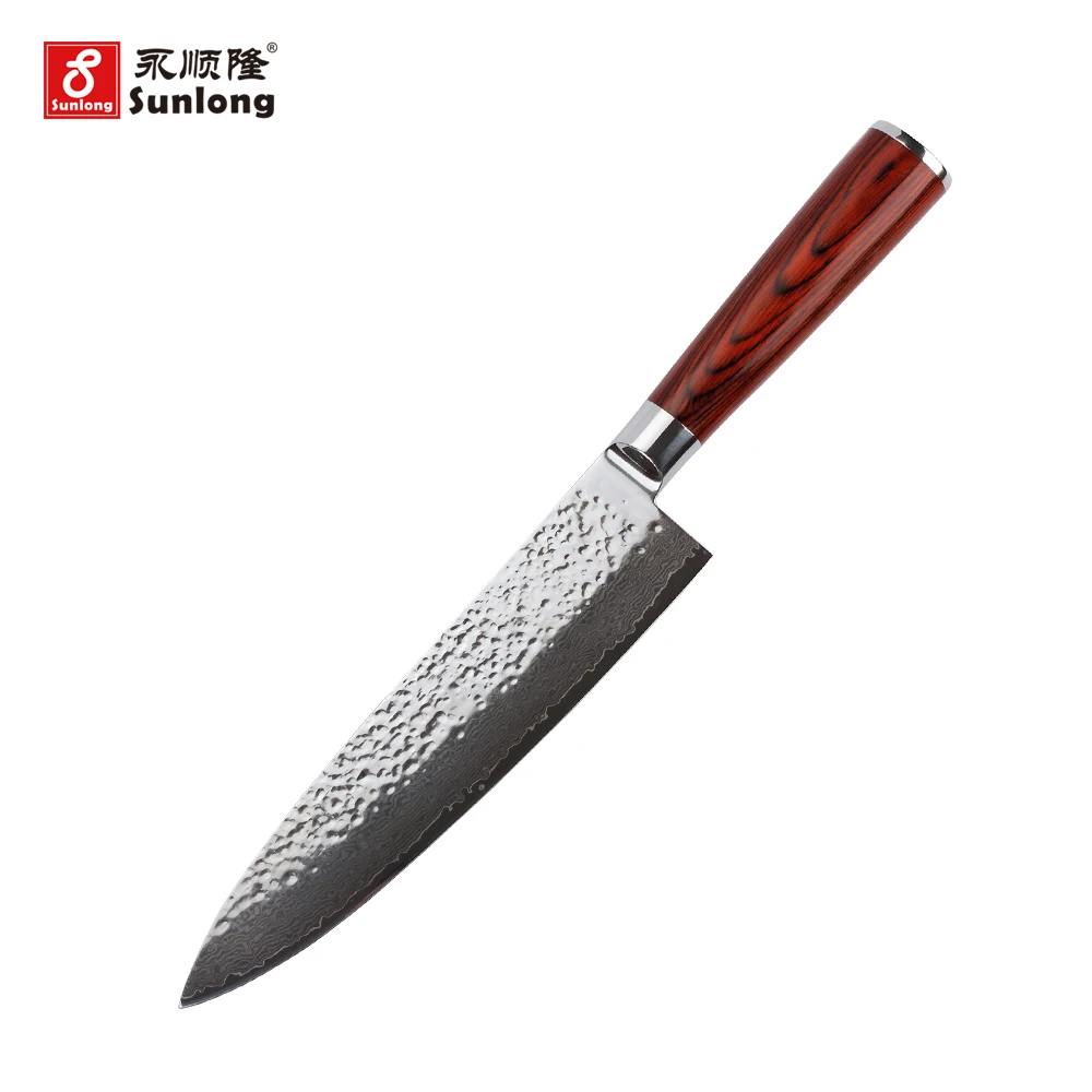 Нож шеф-повара Sunlong 8 дюймов японский нож из дамасской стали Gyuto с красной