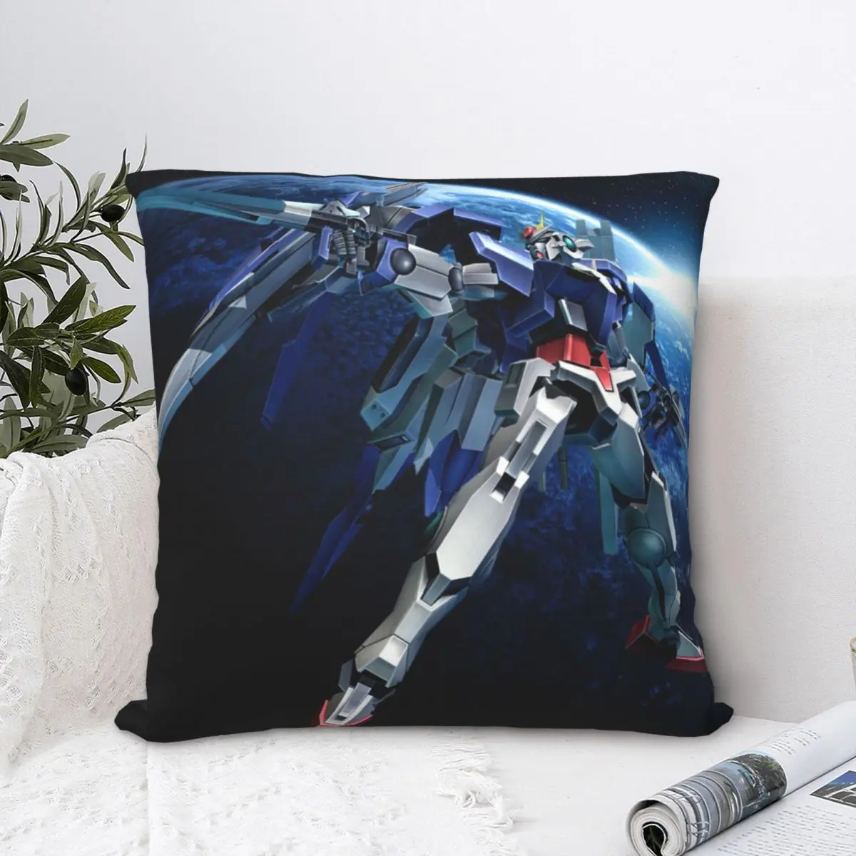 

Moon Polyester Cushion Cover Gundam Tomino Yoshiyuki Aircraft Warfare Anime For Sofa Office Decorative Soft Coussincase