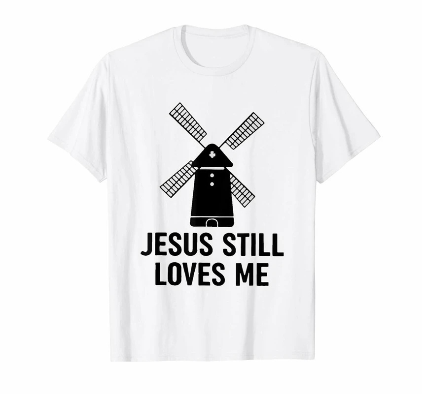Хесус все еще любит меня ветряная мельница смешная Godly Believe белая футболка Basic