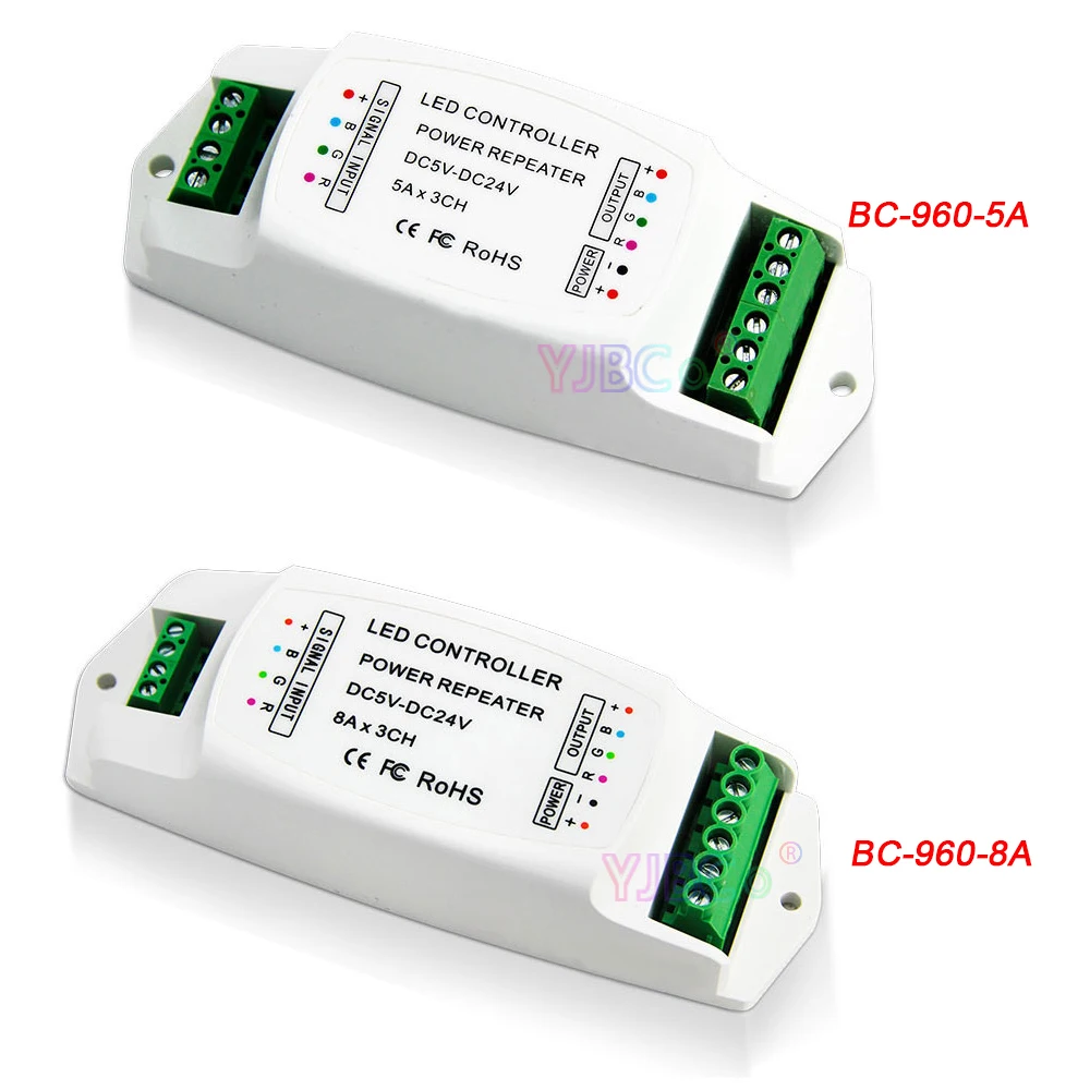 

RGB LED Power Repeater Constant Voltage PWM Lamp Controller 3000V optoelectronic isolation DC 5V-24V 5A*3CH 8A*3CH Light Dimmer