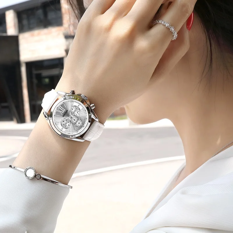 Женские кварцевые наручные часы MEGIR, с кожаным ремешком, с хронографом, элегантные, 2019 от AliExpress WW