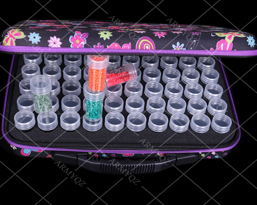 

New 60 Bottles diamond mosaic drill Carry Case Diamond Painting drill Container Storage Bag Box Diamond Embroidery Tools Handbag