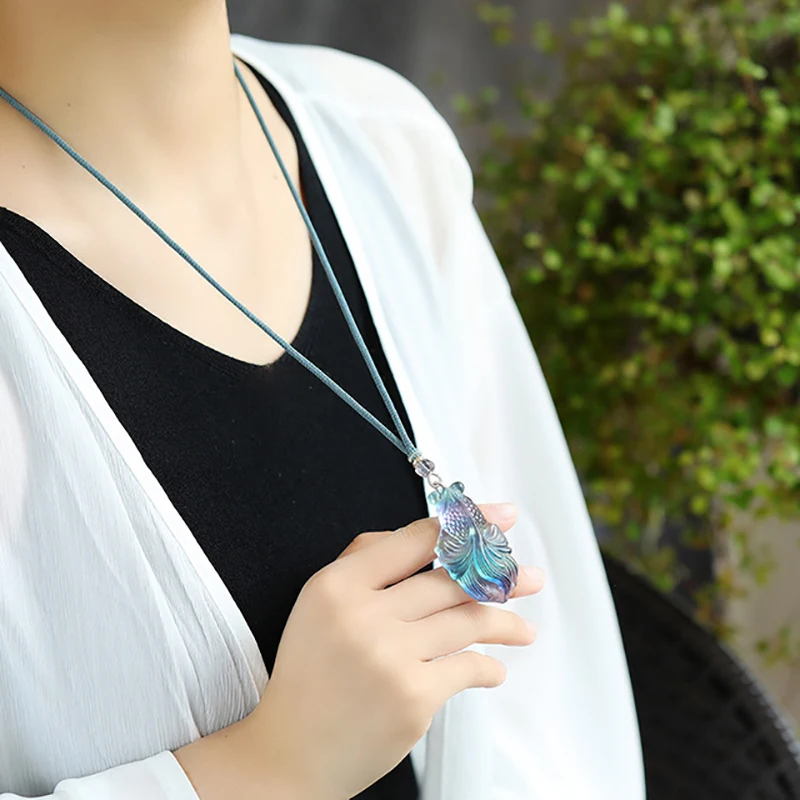 Цепочка с подвеской из натурального флюорита для мужчин и женщин|Подвески| |