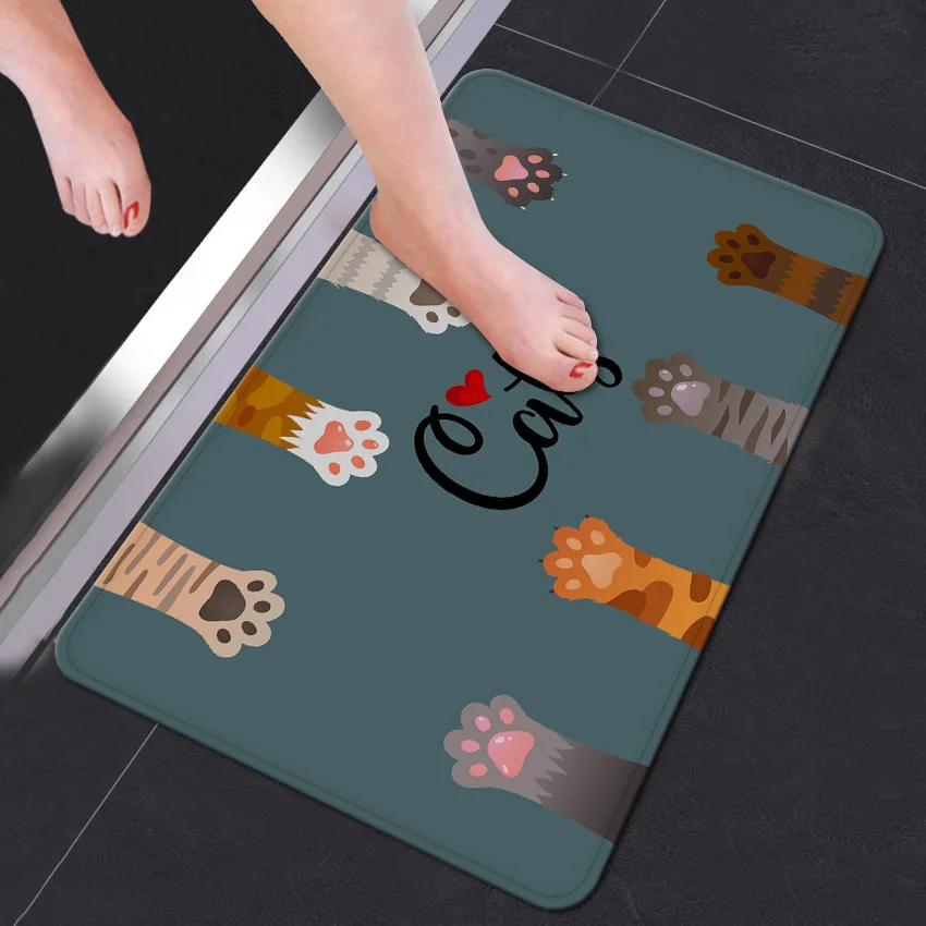 Cartoon Cats Welcome Floor Mats Watercolor Cat Printed Bathroom Carpets Doormats Bedroom Mat Tea Table Rubber No-slip Tapete Rug | Дом и сад