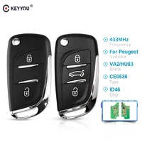 keyyou ce0536 23 buttons 433mhz modified filp car remote control key for for peugeot 207 208 307 2005 2011 ask key hu83va2