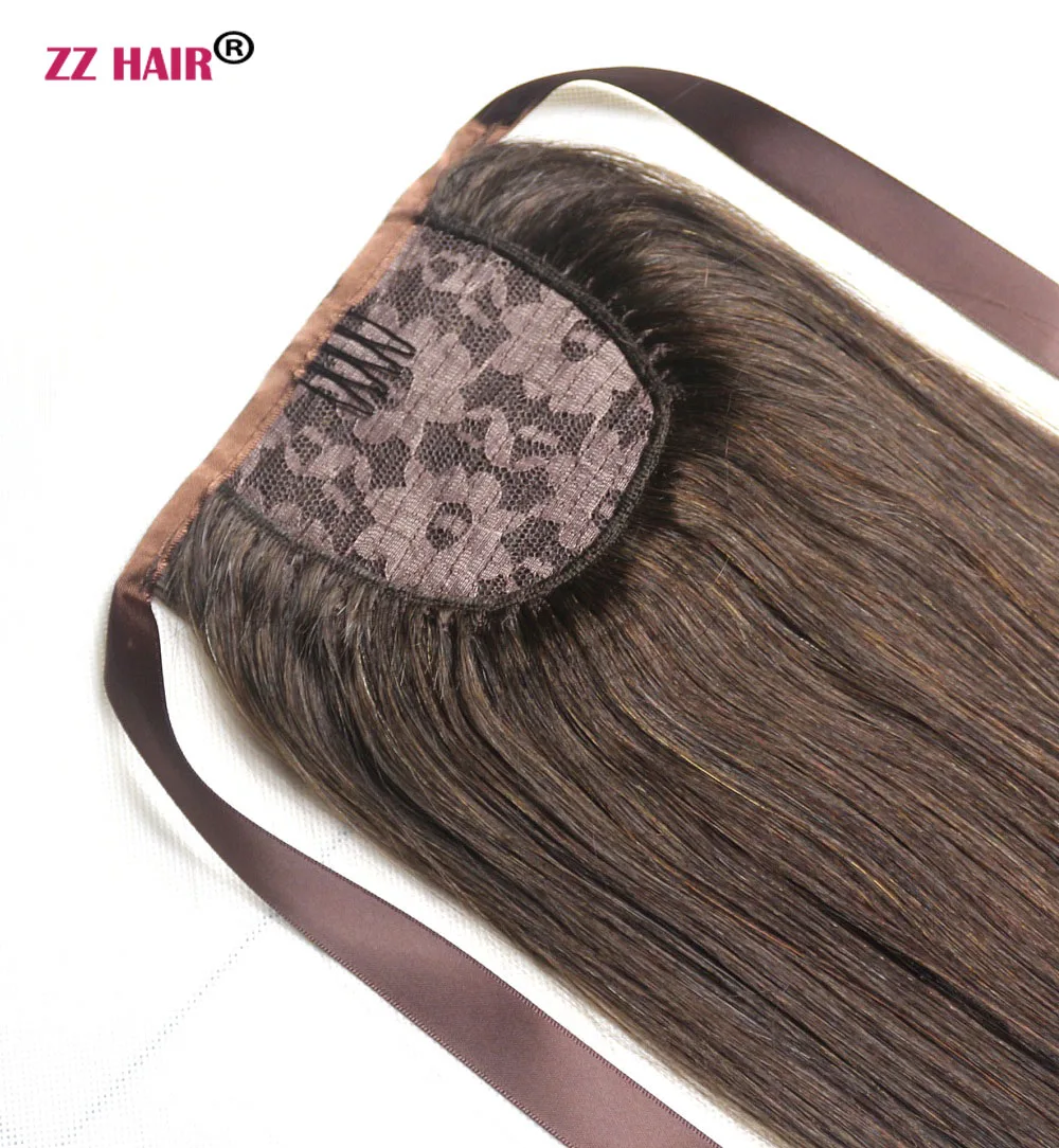 ZZHAIR 140g 1"-30" фабричного производства Волосы remy Лента хвост зажимы-в Пряди человеческих волос для наращивания хвощ Натуральные Прямые Волосы