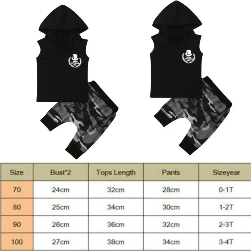 Newborn Toddler Kids Baby Boy Summer Clothes Hooded T-shirt Tops Harem Camo Pants 2Pcs Sets Casual Outfits 0-4T |