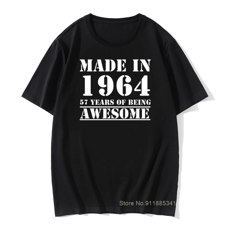 

All Original Parts Made in 1964 T Shirt 57th Birthday Gift Graphic 100% Cotton TShirts Male Vintage Hip Hop Daddy Grandad Tops