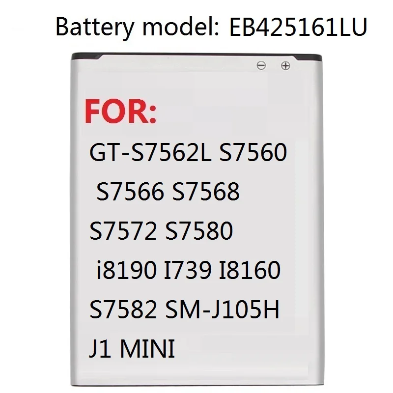 Аккумулятор EB425161LU для Samsung GT-S7562L S7560 S7566 S7568 S7572 S7580 i8190 I739 I8160 S7582 SM-J105H J1 MINI | Мобильные