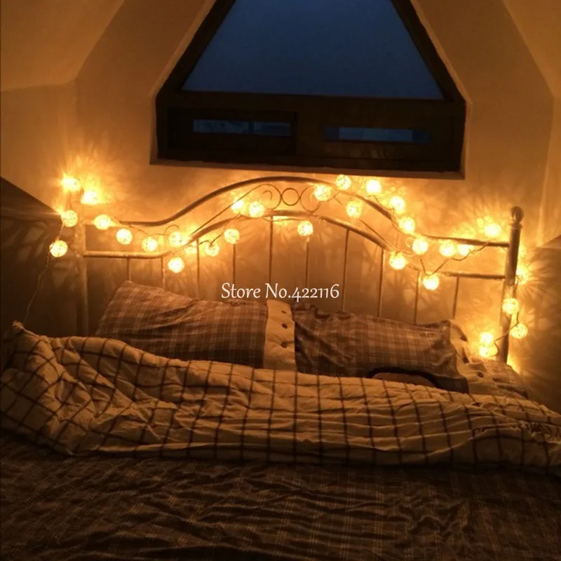 Светодиодная гирлянда с белыми хлопковыми шариками YIMIA 20 шт./компл. сказочные