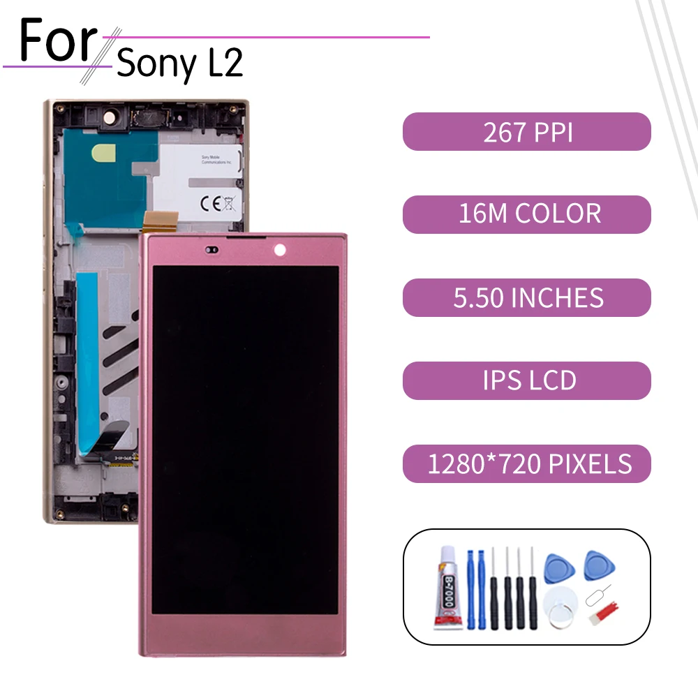 Дигитайзер сенсорного ЖК экрана в сборе для SONY Xperia L2 экран 5 дюйма с рамкой замены
