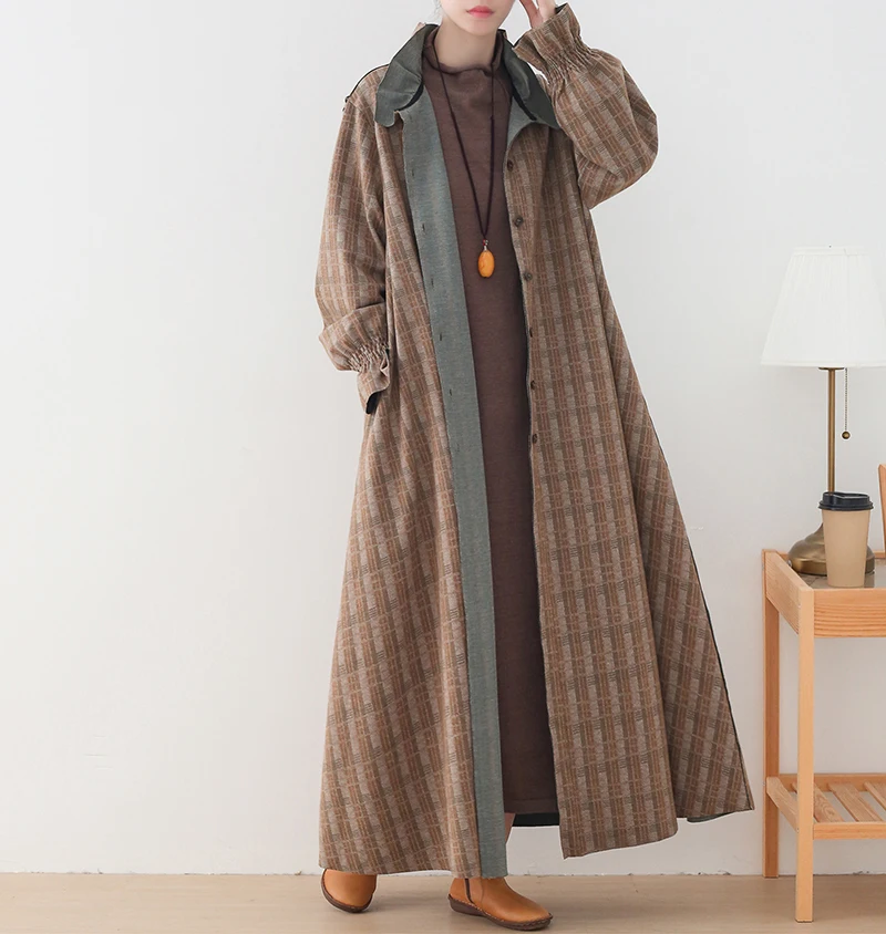 Новый 2020 Для женщин шерстяное пальто утолщенное клетчатое в винтажном стиле с