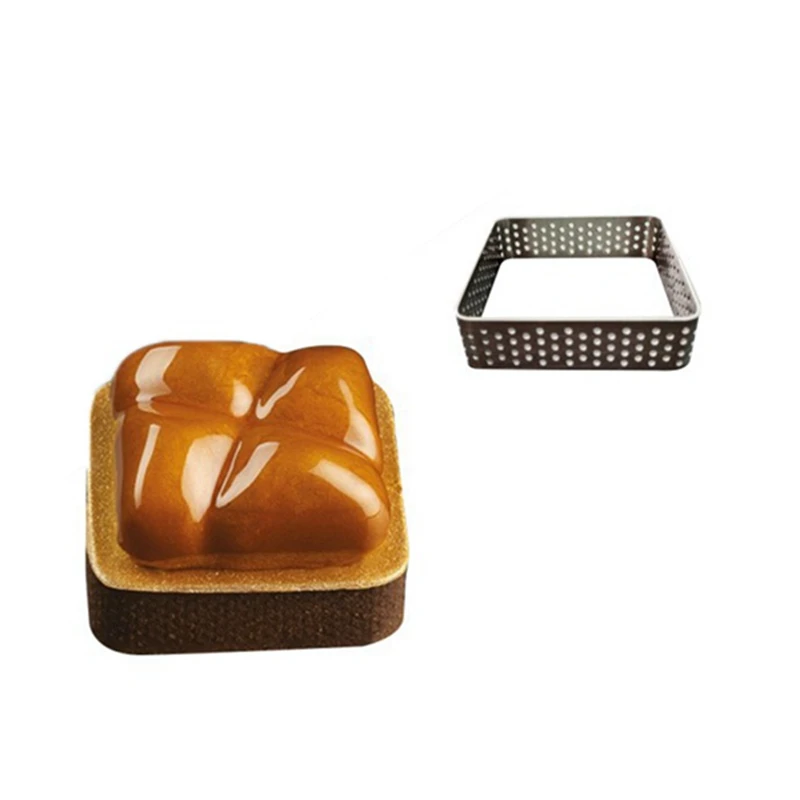 Heart/Square Mousse Mould Sewed Tart Ring Stainless Steel Perforated Cake Circle Decorating Tool Bakeware |