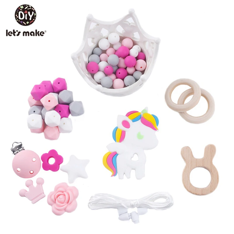 1 комплект Детские игрушки силиконовый Прорезыватель Единорог Соска с бусами