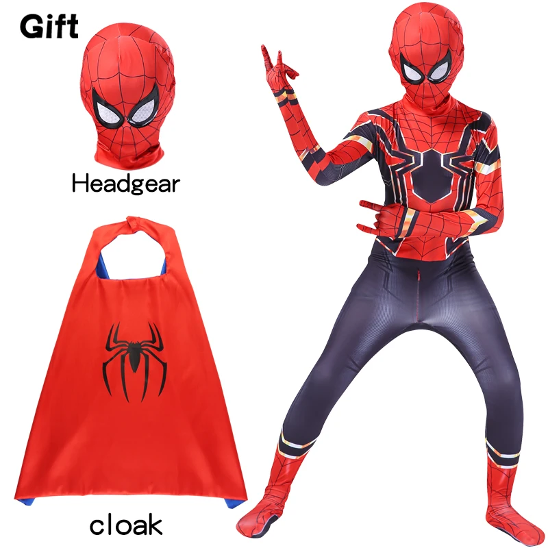 

Halloween Spider Headgear Cloak Costume Suit Cosplay Birthday Party Performance Jumpsuits Boy Cosplay Cloth Gift