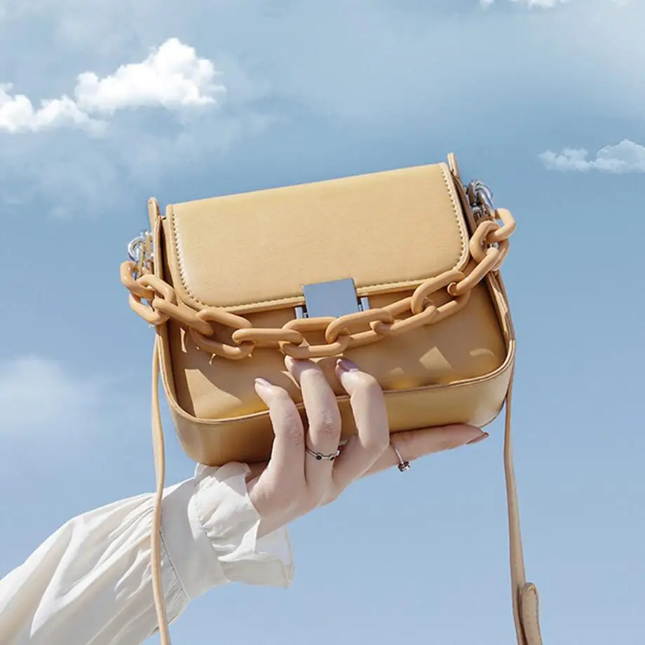 Однотонная квадратная сумка через плечо 2020 модная новая качественная женская